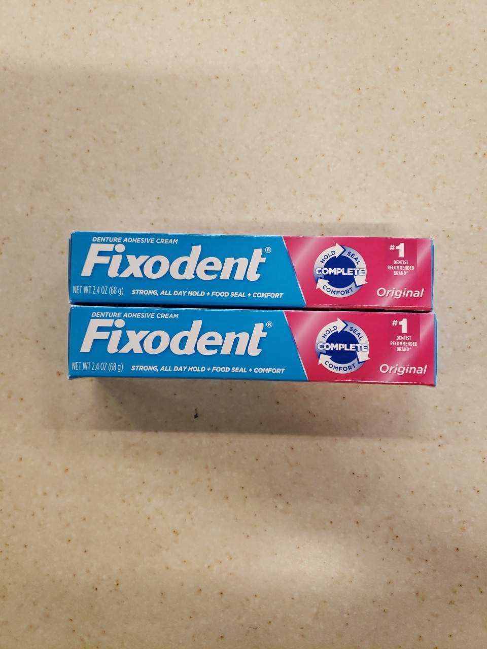 2 pk FIXODENT COMPLETE DENTURE ADHESIVE CREAM ORIGINAL 2.4 OZ