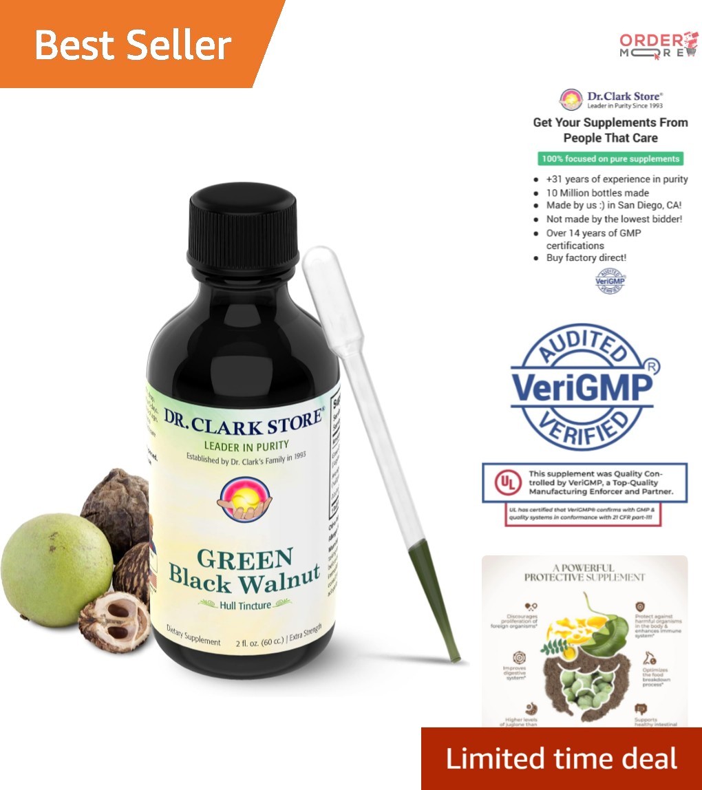 Green Black Walnut Hull Tincture Extra Strength Liquid Parasite Cleanse 2oz