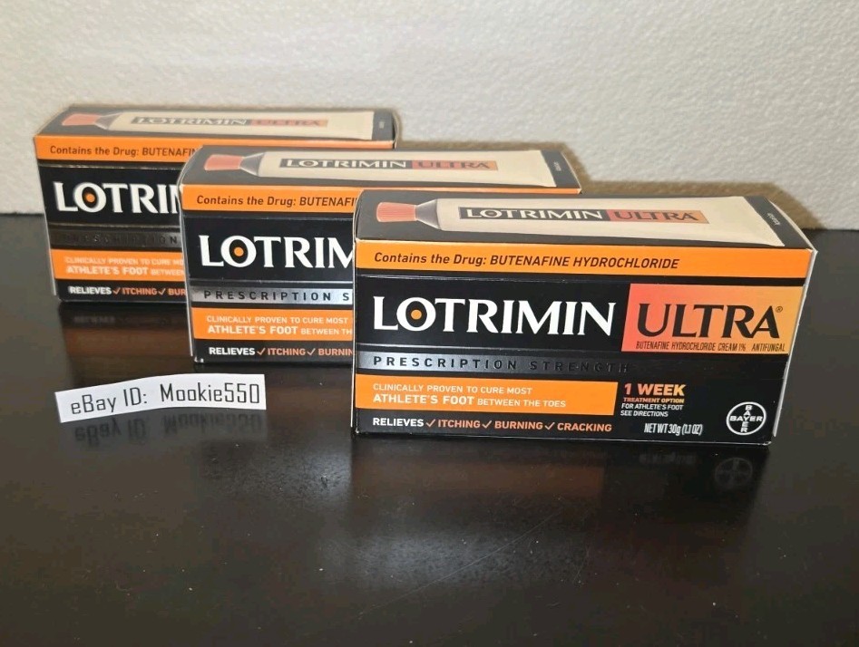 EXP 02/2027+! 3 Box LARGE 30g (1.1oz) LOTRIMIN ULTRA 1% Antifungal Cream 1 Week