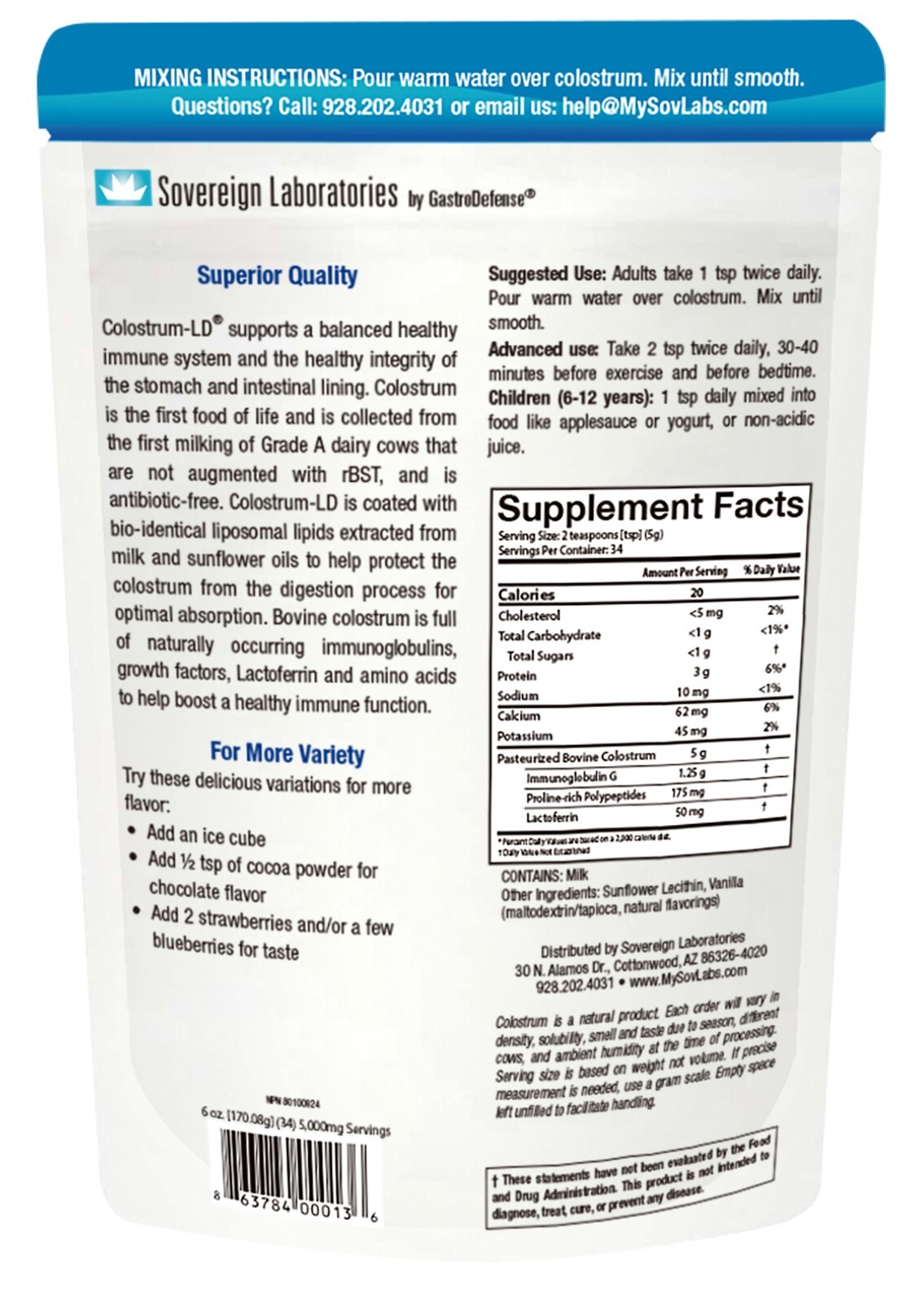 Colostrum-LD Powder with Proprietary Liposomal Delivery (LD) Technology