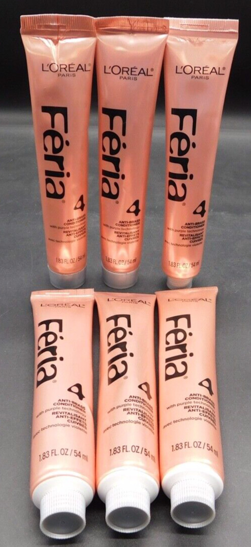 Lot Of 6 Loreal Feria Anti-Brass Conditioner W/Purple Technology 1.83oz Ea New
