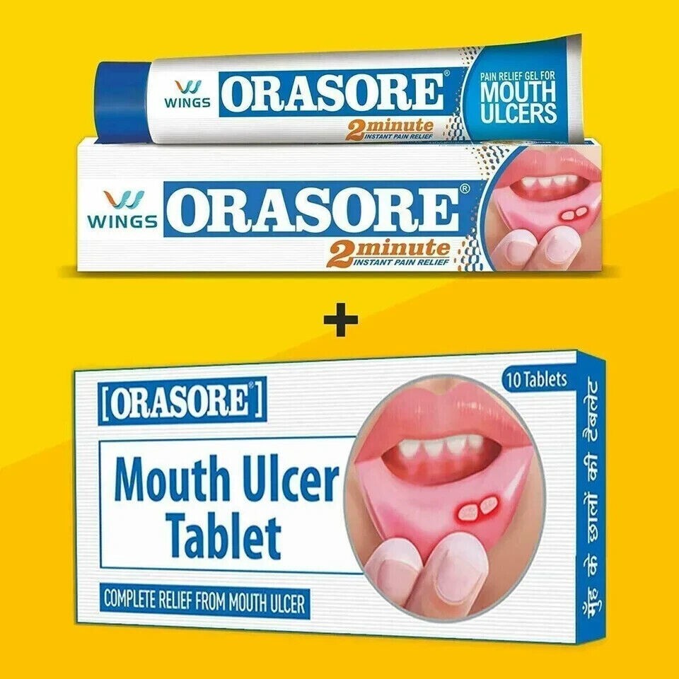 Wings ORASORE Complete Relief From Mouth Ulcer 1 Piece 12g GEL AND 10 TABLETS