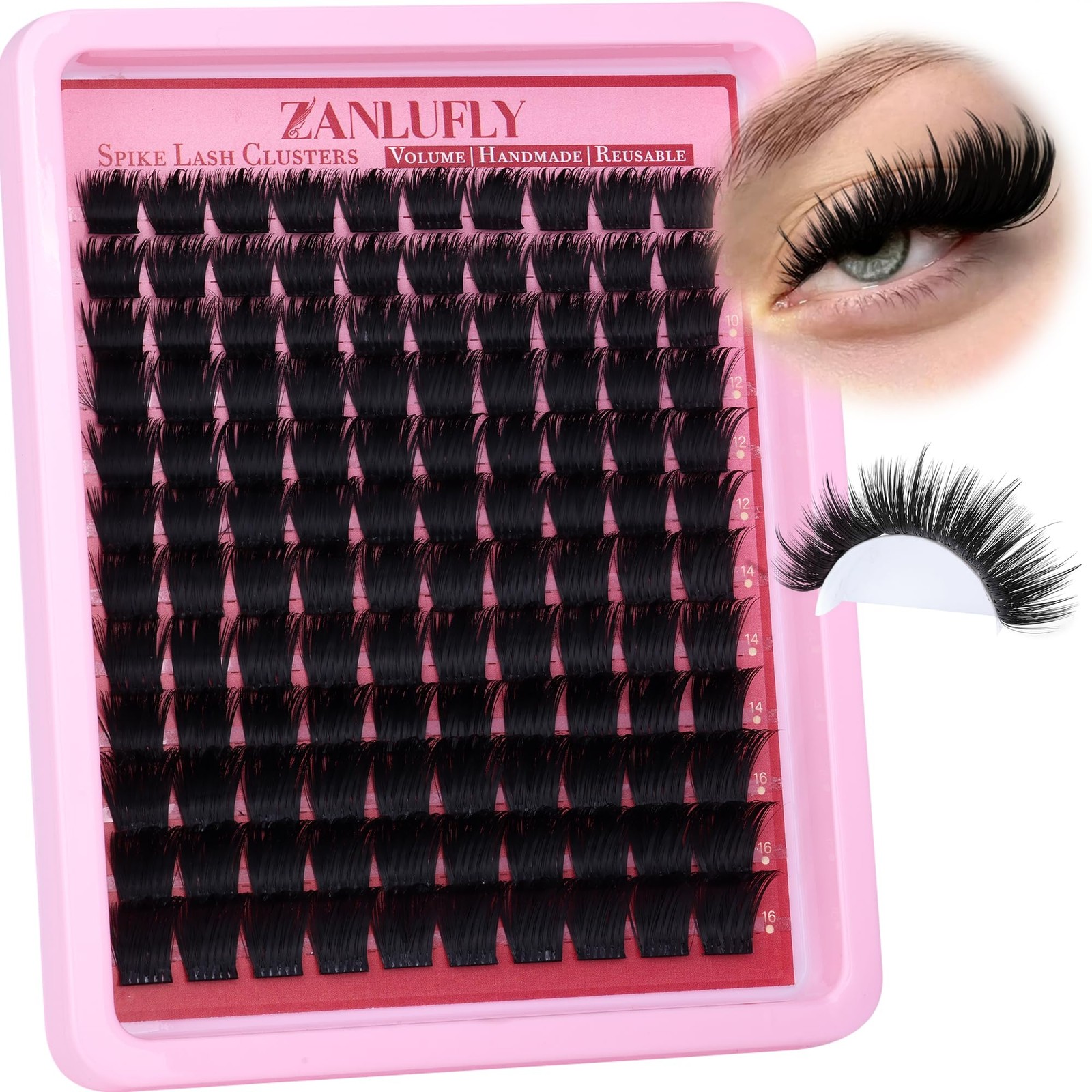 zanlufly Volume Lash Clusters Spiky Eyelash 120 Pcs Thick black