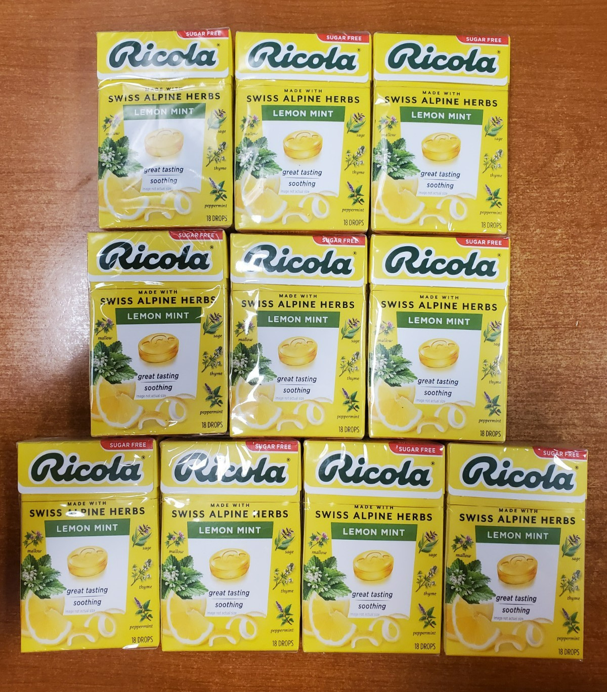 10 Boxes of 18 Drops: Ricola Sugar Free Lemon Mint – 180 Drops (Exp 12/26) 1145