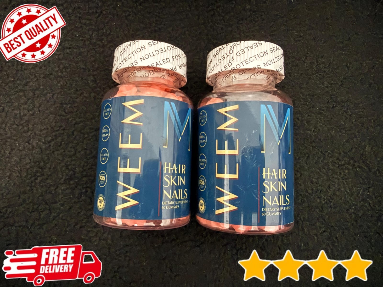 2 Pack WEEM Hair Skin Nails Gummies 60ct Each Beauty Supplement Support