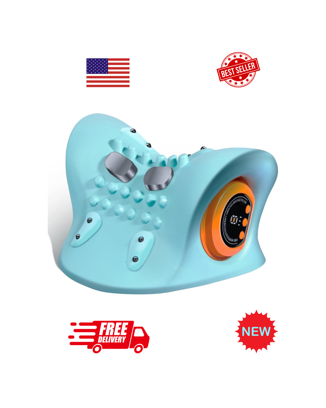 Hugterra Neck Massager 2025, Neck and Shoulder Relaxer with Heat, 3 Modes, Porta