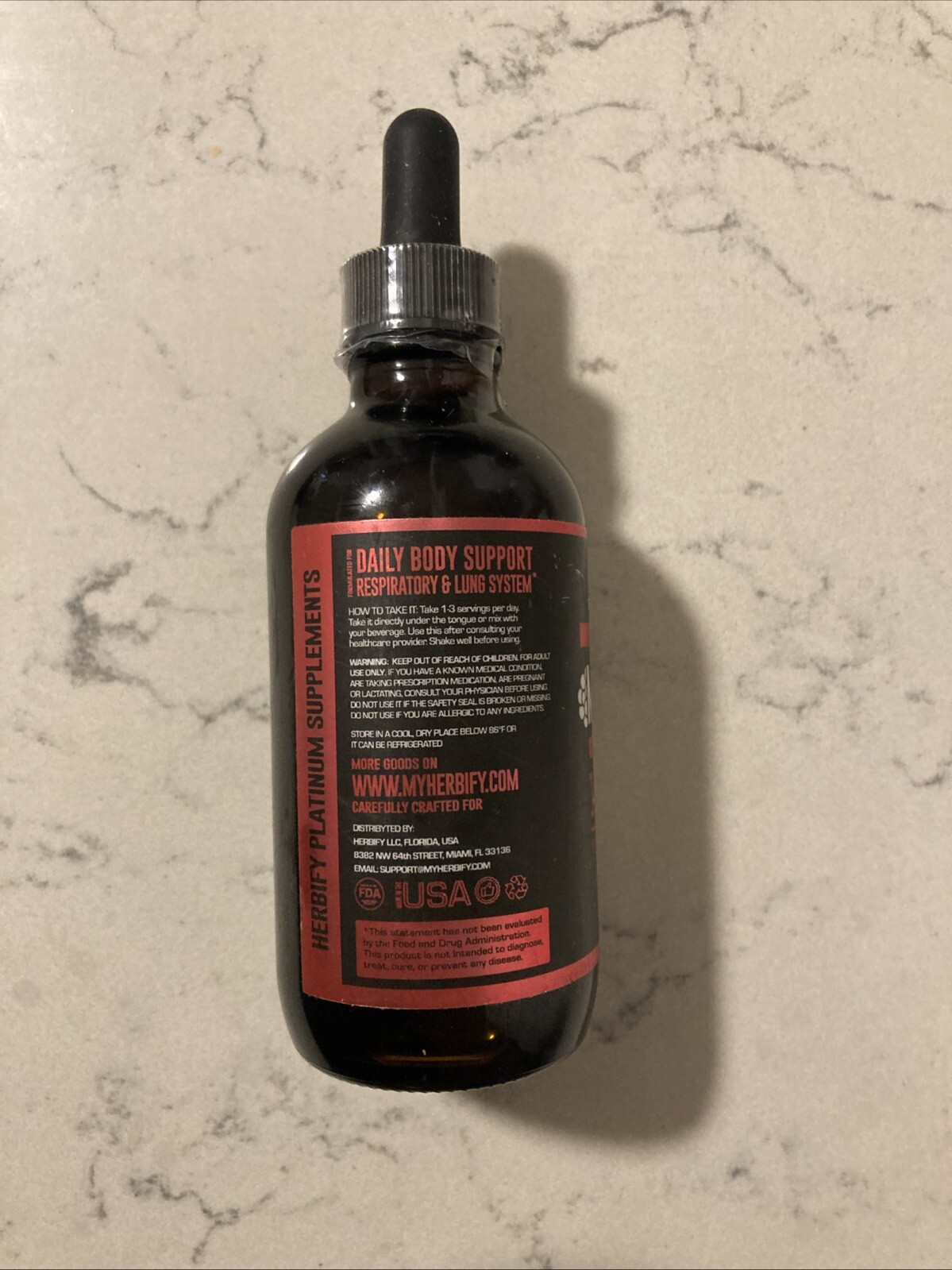 HERBIFY Mullein Drops Lung Cleanse Leaf Extract 4 Fl Oz Raspberry Flavored