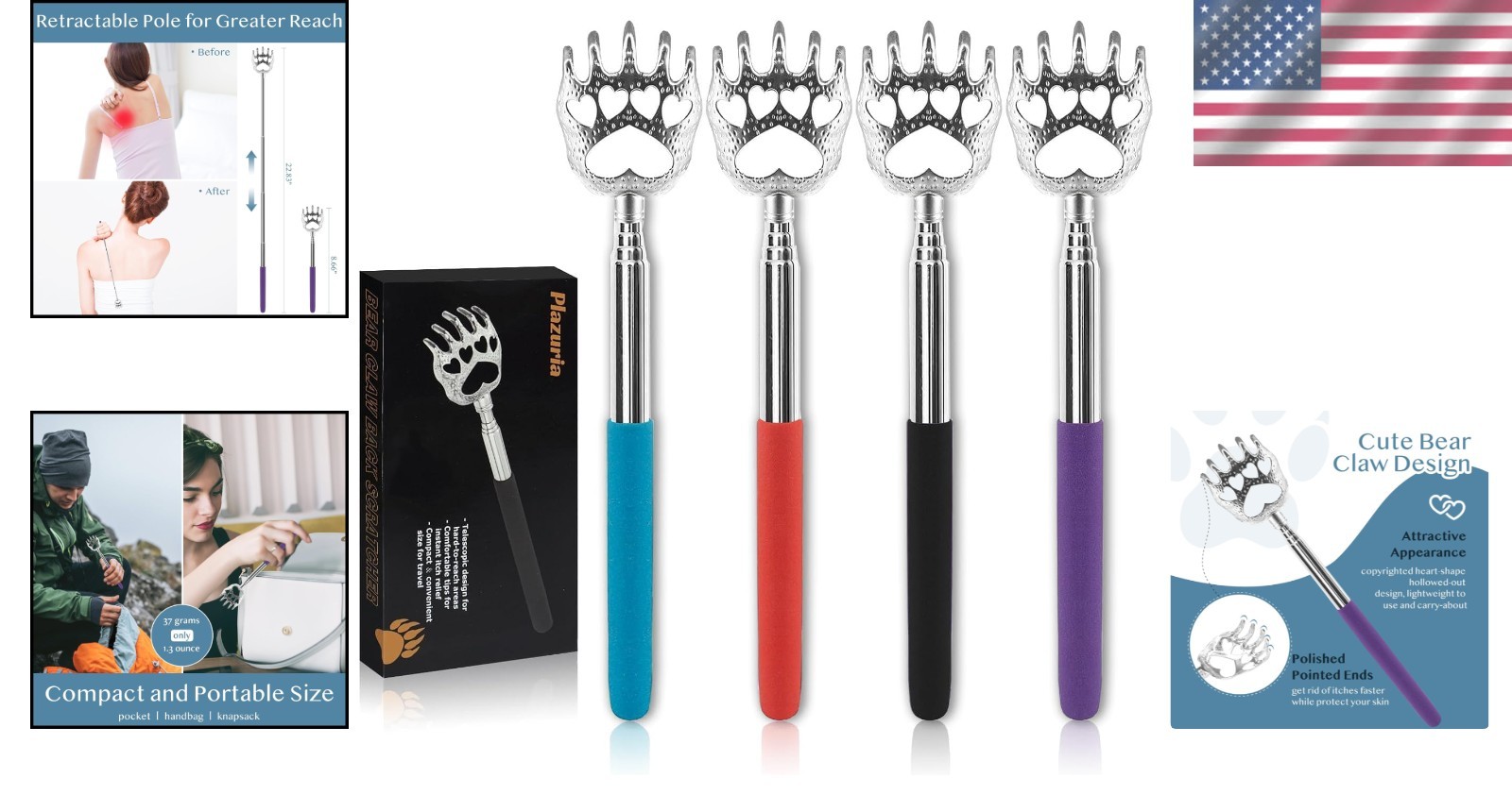 Ultimate Stress Relief with 4-Pack Extendable Back Scratchers – Family Essential