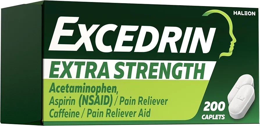 Excedrin Extra Strength Pain Relief Caplets Headache Aspirin Caffeine 200 Count