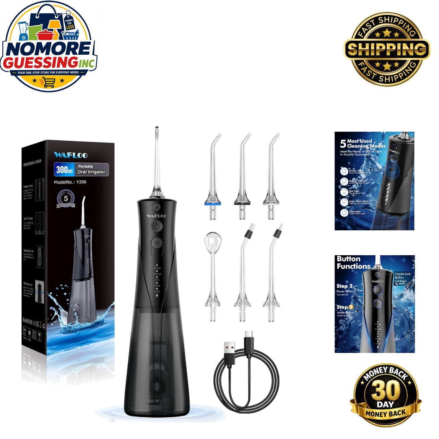 Rechargeable Water Flosser with 300ML Tank – Perfect for Home and Travel