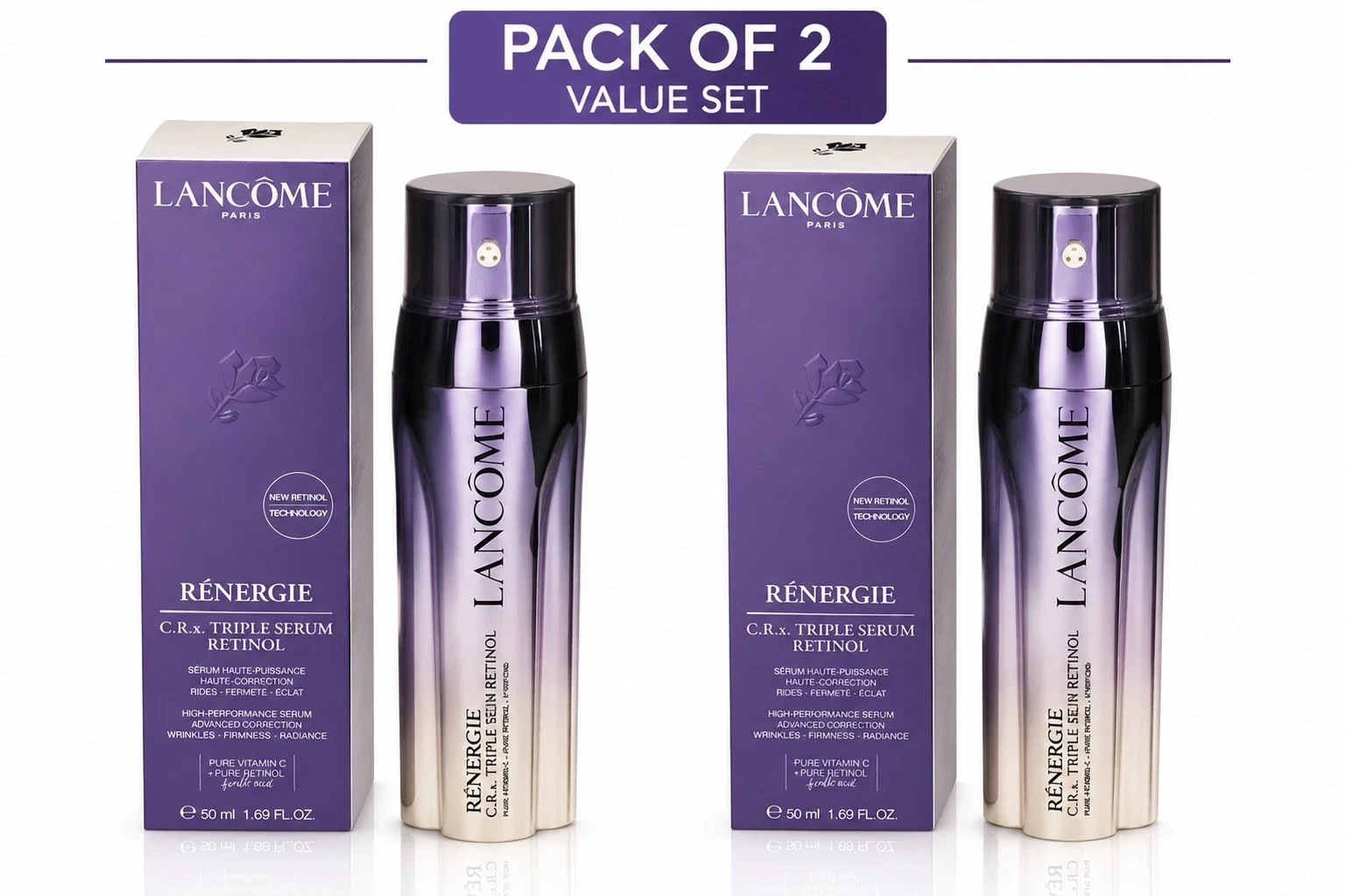 Lancôme Rénergie C.R.x Triple Serum Retinol 50ml 1.7oz Face Serum pack of 2 NIB