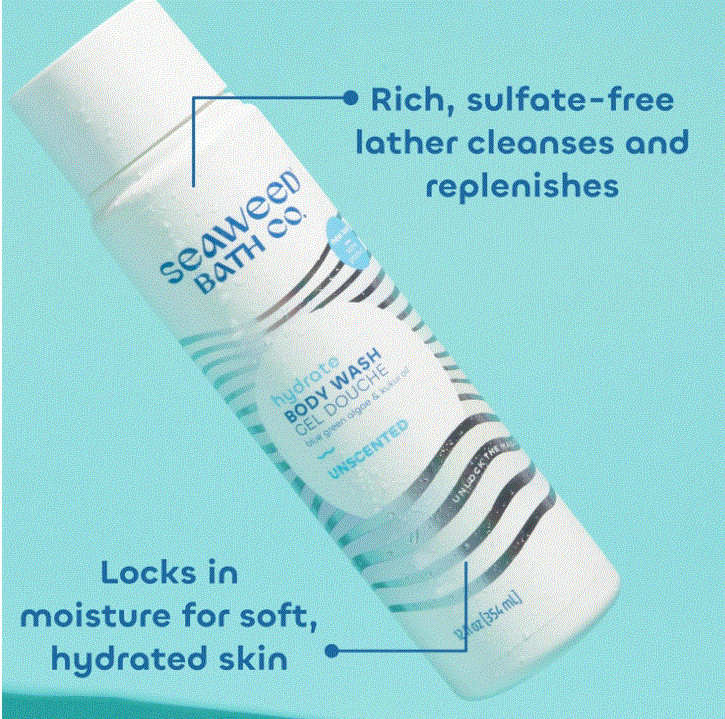 Unscented Hydrate Body Wash, Vegan & Cruelty-Free for Gentle Cleansing, 12 Oz