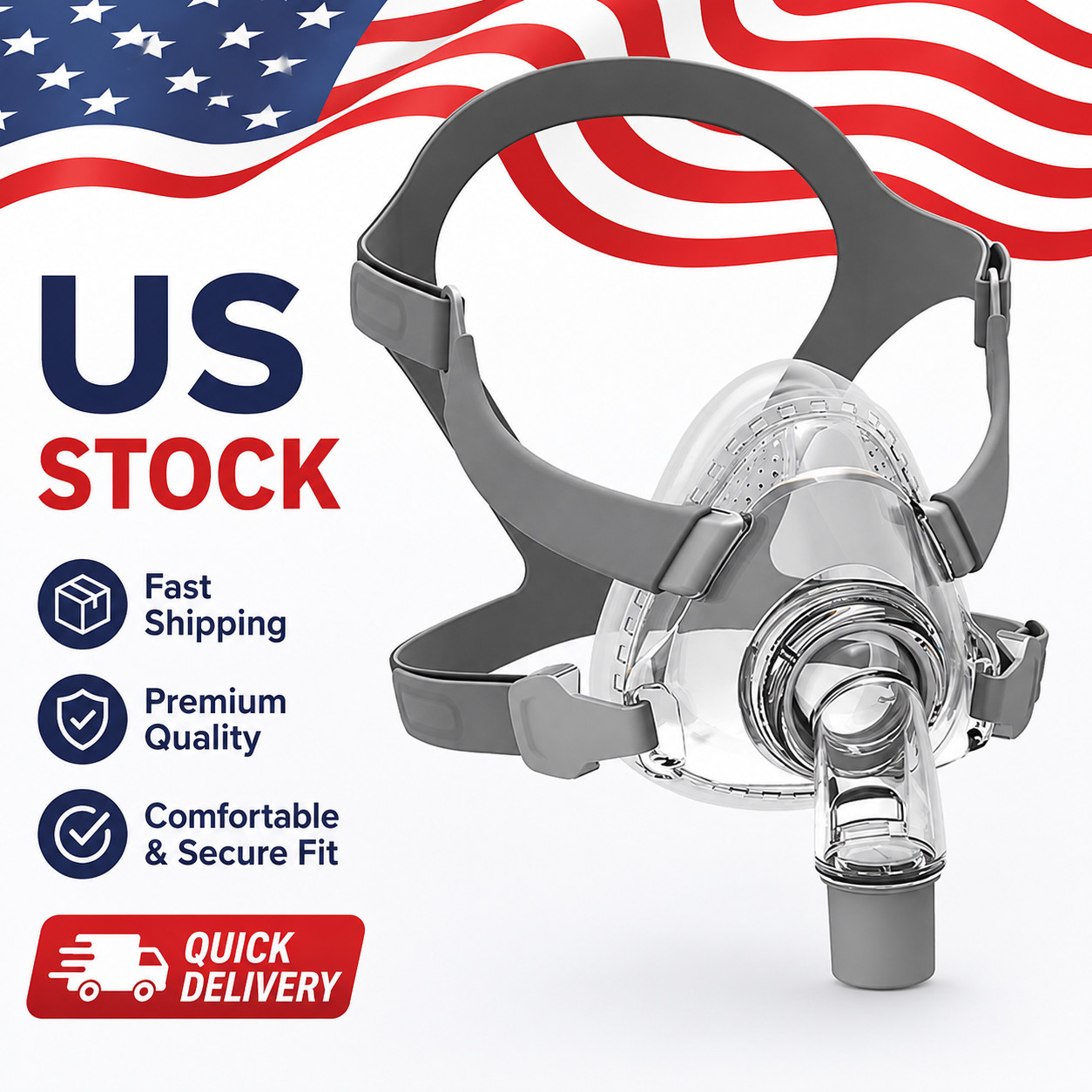 Full Face Replacement Cpap MASK, Includes Headgear, Cushion, Frame Large