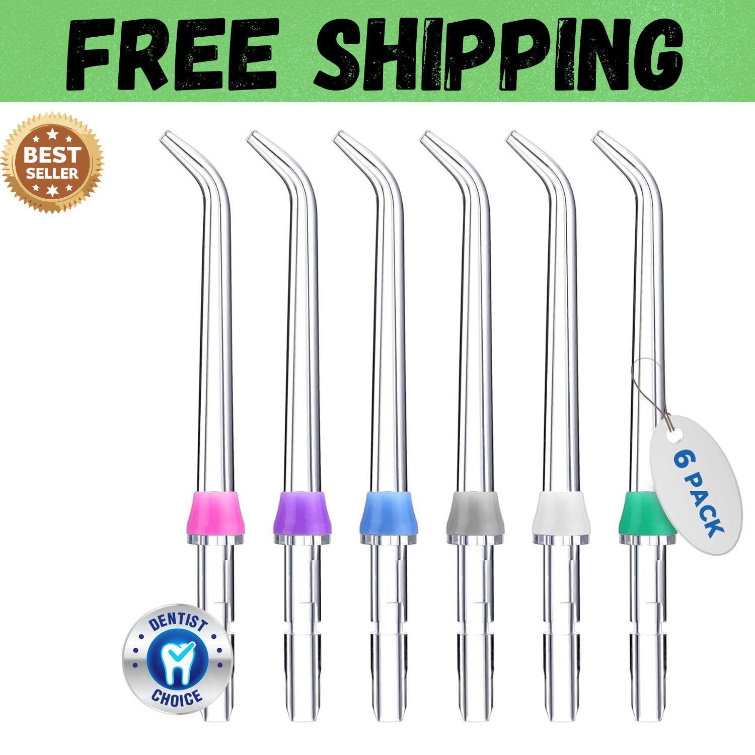 6 Pack Waterpik Replacement Heads – Classic Jet Tips Water Flosser Accessories..