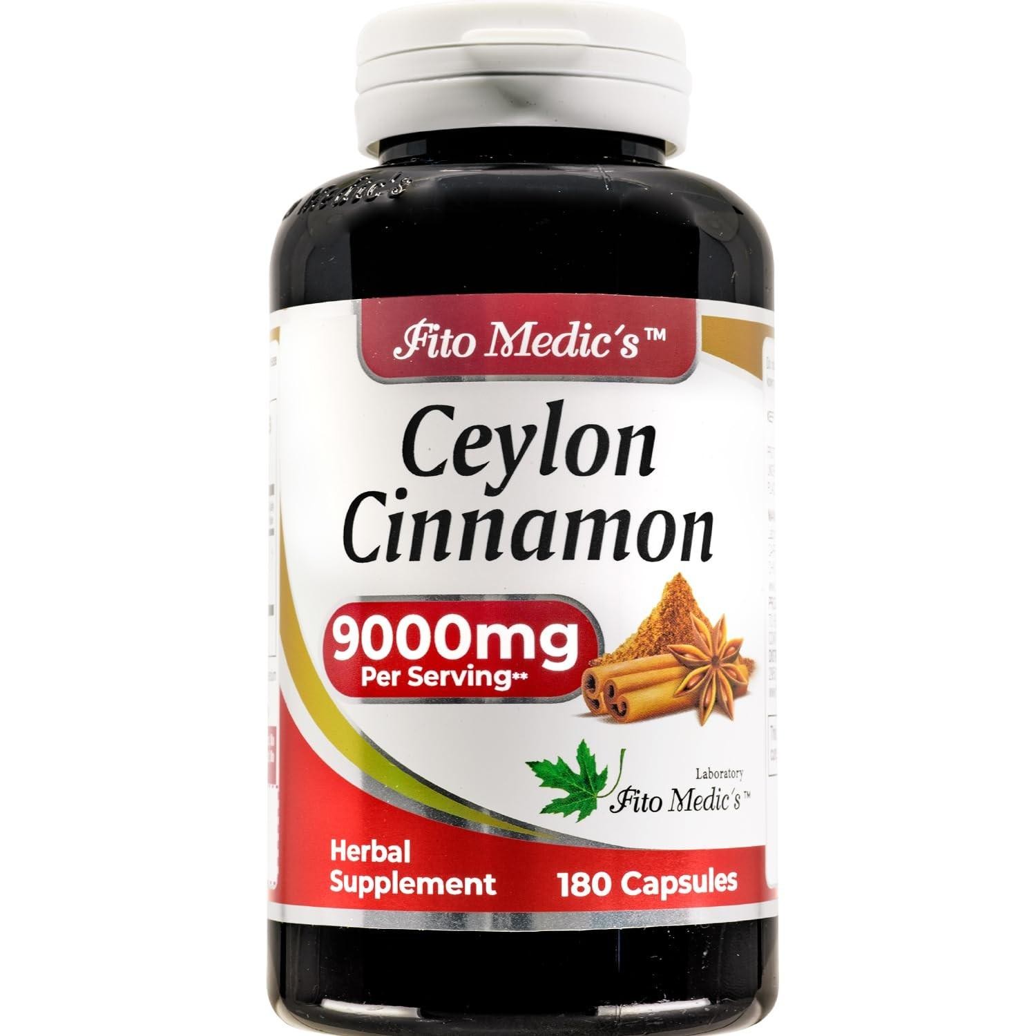 Fito Medic’s Lab | Ceylon Cinnamon |9000 Mg Equivalent| 180 Count (pack of 1)