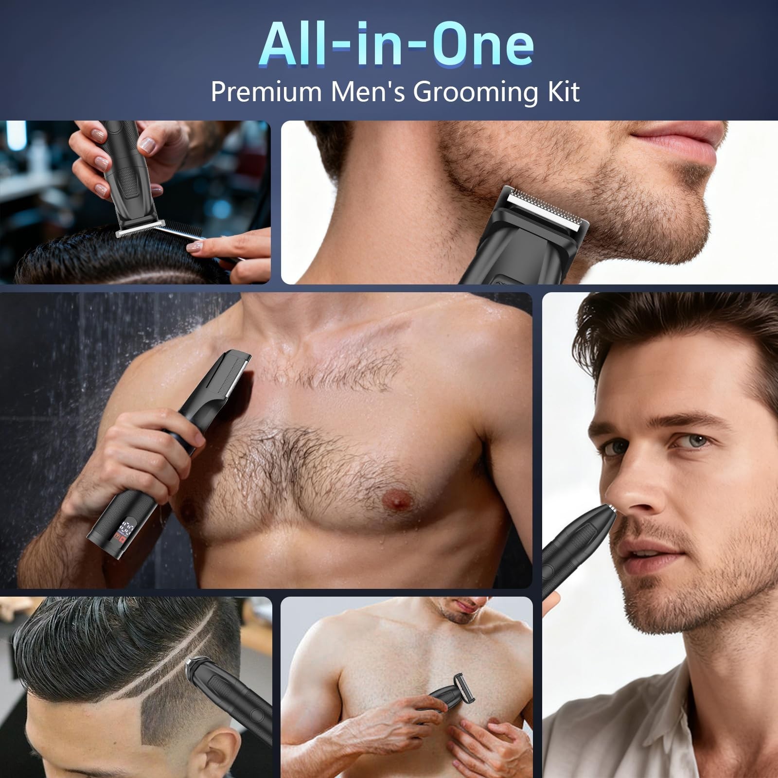 Waterproof Body & Beard Trimmer Kit for Men – Groin & Hair Grooming Tool