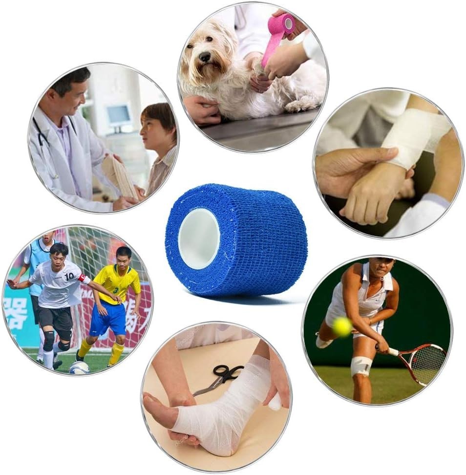 15 Pack Self Adhesive Bandage Wrap 1 in x 5 Yards Non-Woven Bandage Vet Wrap