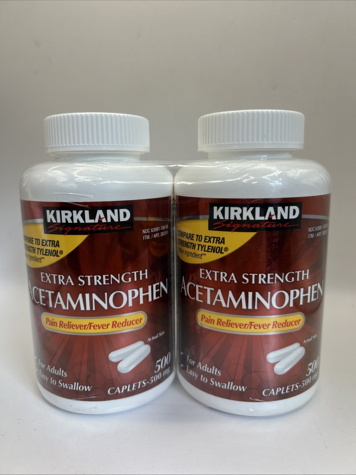 Kirkland Extra Strength Acetaminophen 500mg 1,000 Caplets Compare to Tylenol
