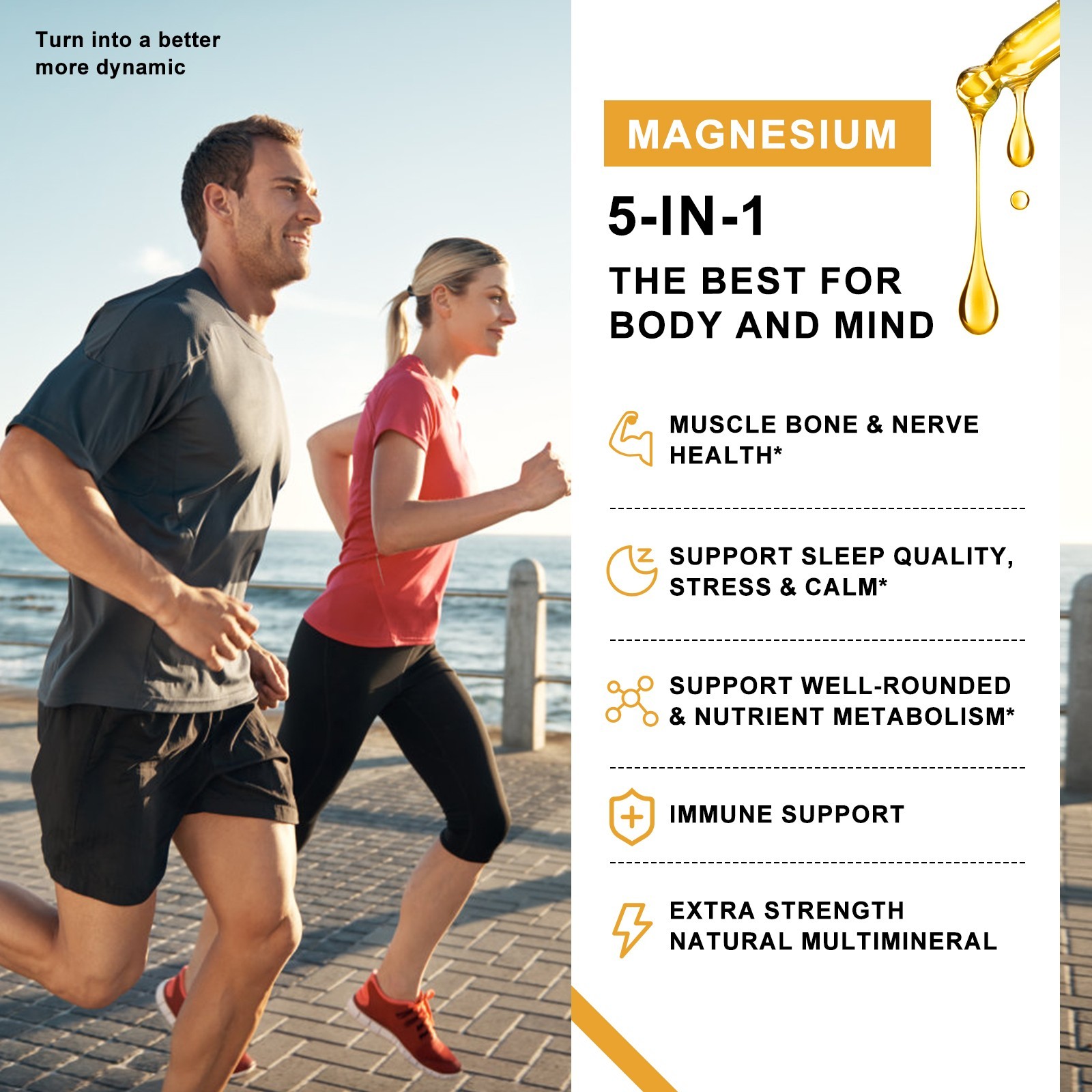 2 Packs Magnesium Glycinate Liquid Drops 2000mg Improve Sleep,Anxiety Relief