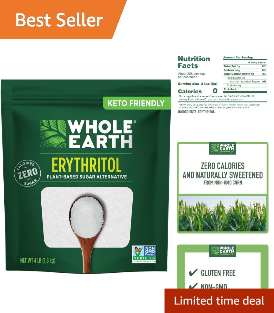 4 Pound Pouch of Plant-Based Erythritol – Delicious Sugar Substitute for Baking