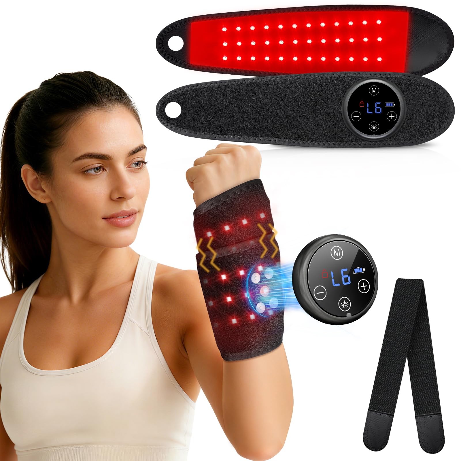 Relexnow Upgraded Pro Red Light Therapy For Hands Wrist Heat Massage 3000Mah