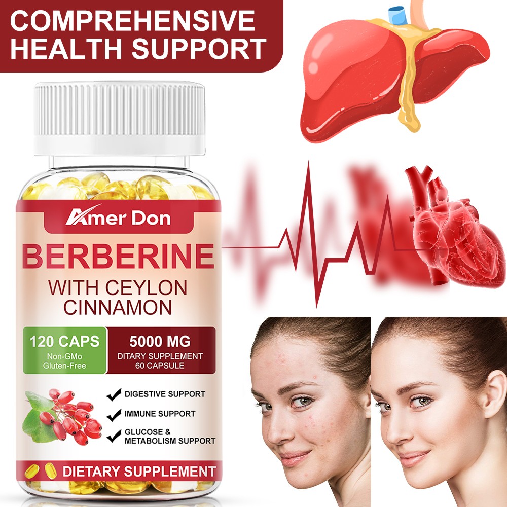 120 Caps Berberine 5000mg High Absorption For Blood Sugar Immune 2 Months Supply