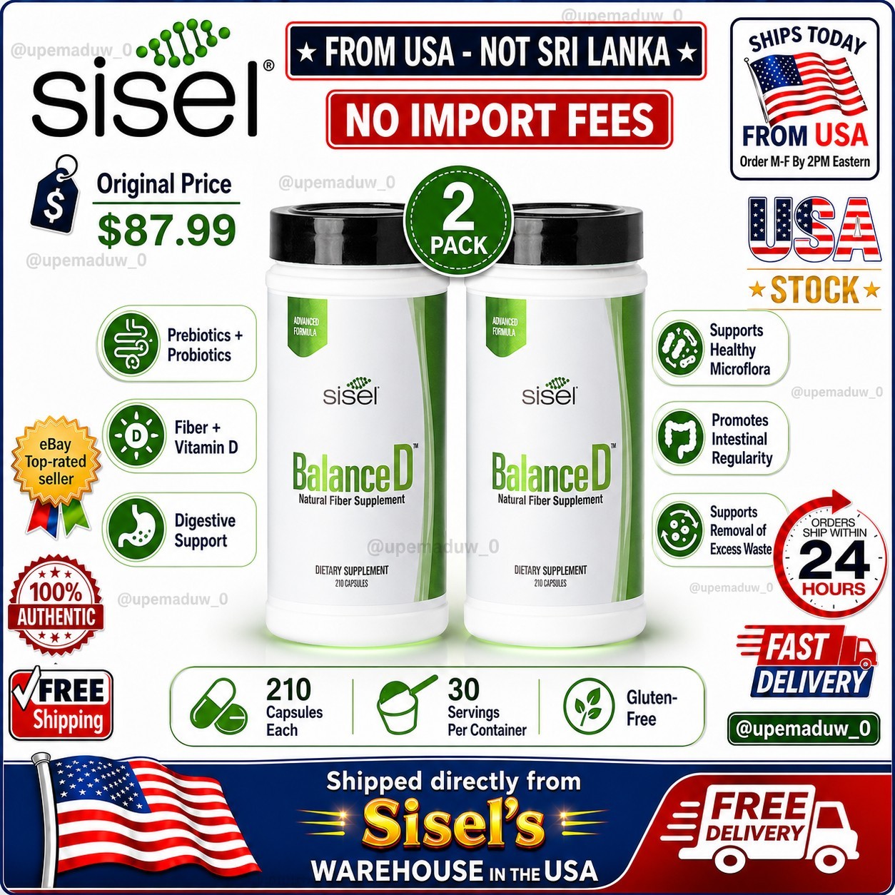 2 Pack Sisel BalanceD Natural Fiber Supplement 210 Capsules – NIB 🔥US Seller🔥