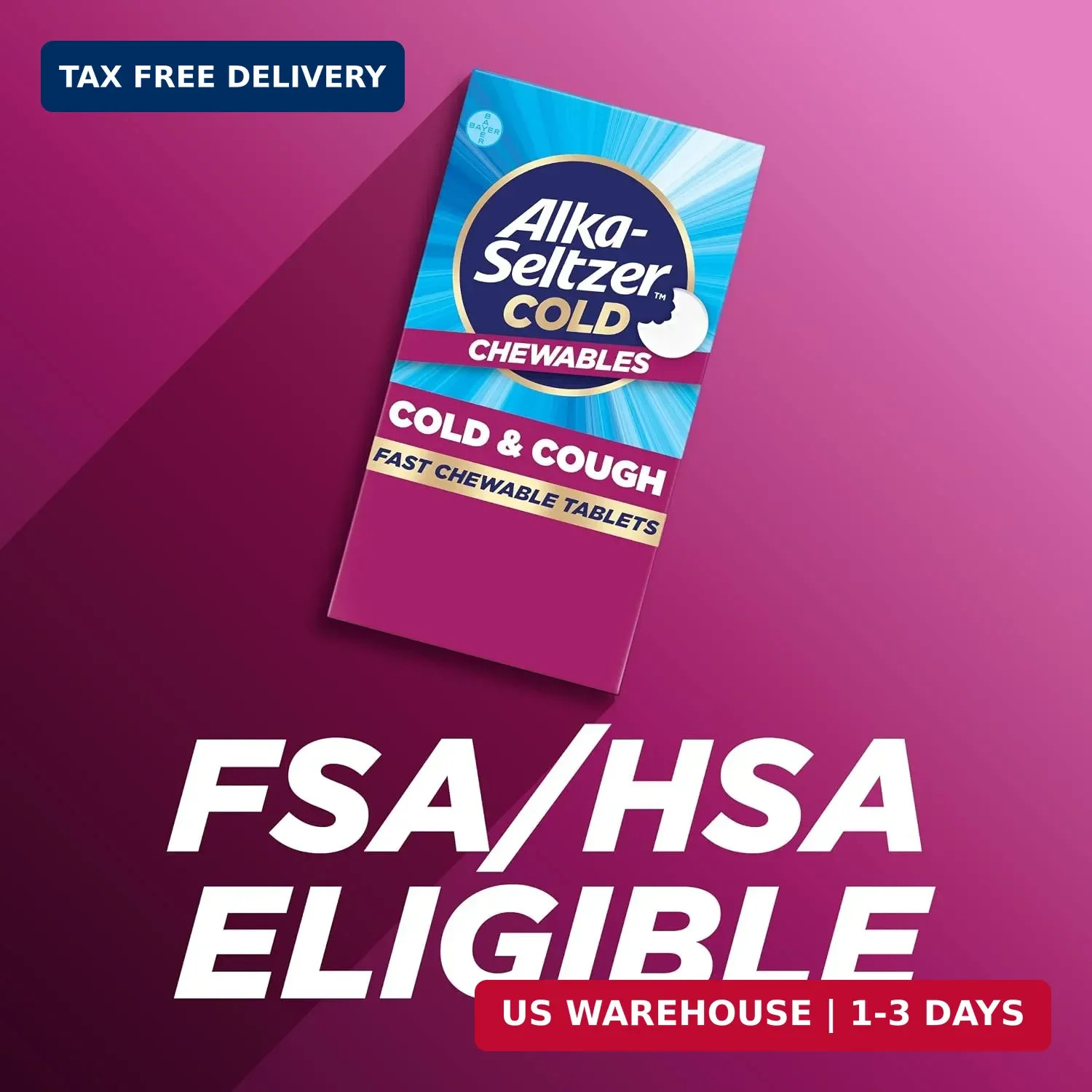 Alka-Seltzer Cold, Cold & Cough Fast Chewable Tablets, Cough Medicine, Multi-Sym