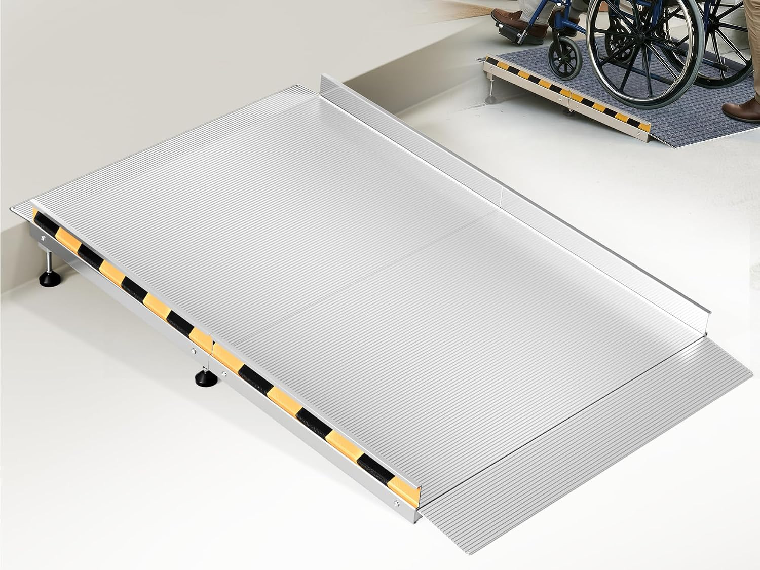 Aluminum Wheelchair Ramp for Doorways and Home Steps, 60″ X 36″, Adjustable for