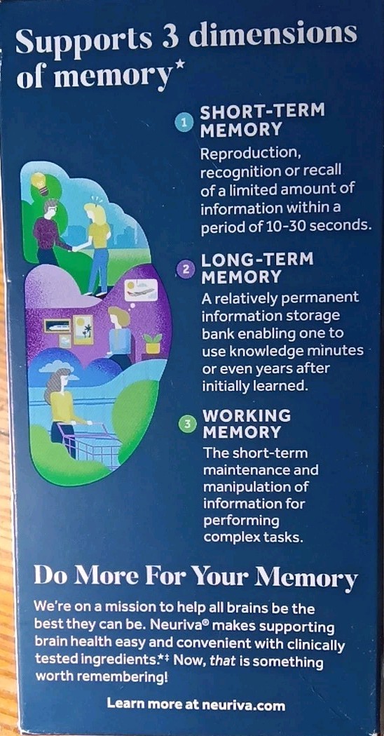 2 NEW SCHIFF NEURIVA MEMORY 3D BRAIN HEALTH DIETARY SUPPLIMENT 30 X2 60 CAPSULE