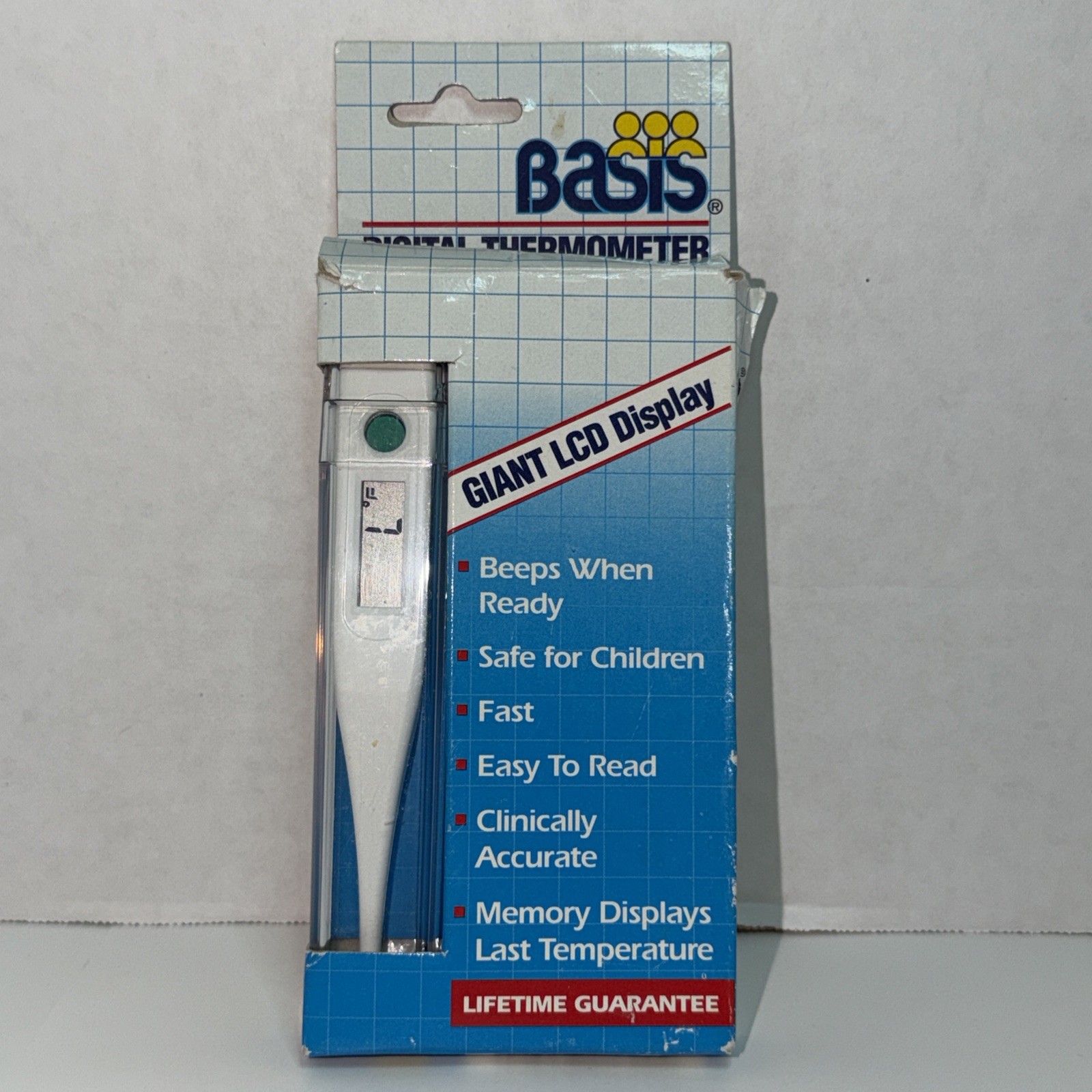Vintage Basis Digital Thermometer Giant LCD Display New In Box Retro Deadstock
