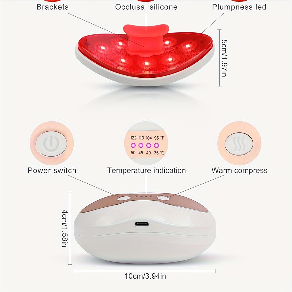 Lip Hypoallergenic Portable Easy-To-Use 2-in-1 Heated Red Light Lip & Eye Device