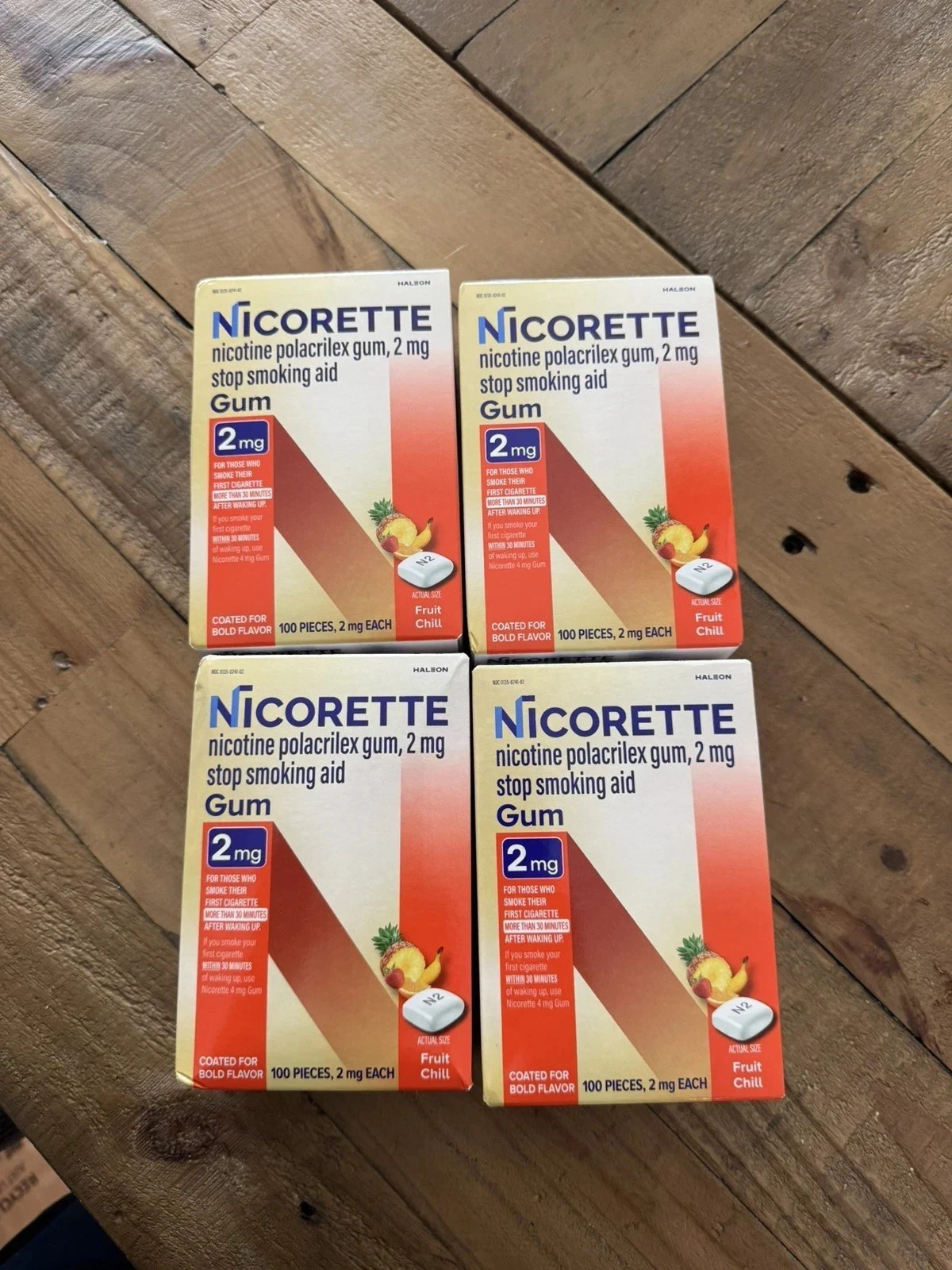 Nicorette Value pack Fruit Chill 2mg Coated Gum 100 Pieces (4 packs) EXP 05/2028