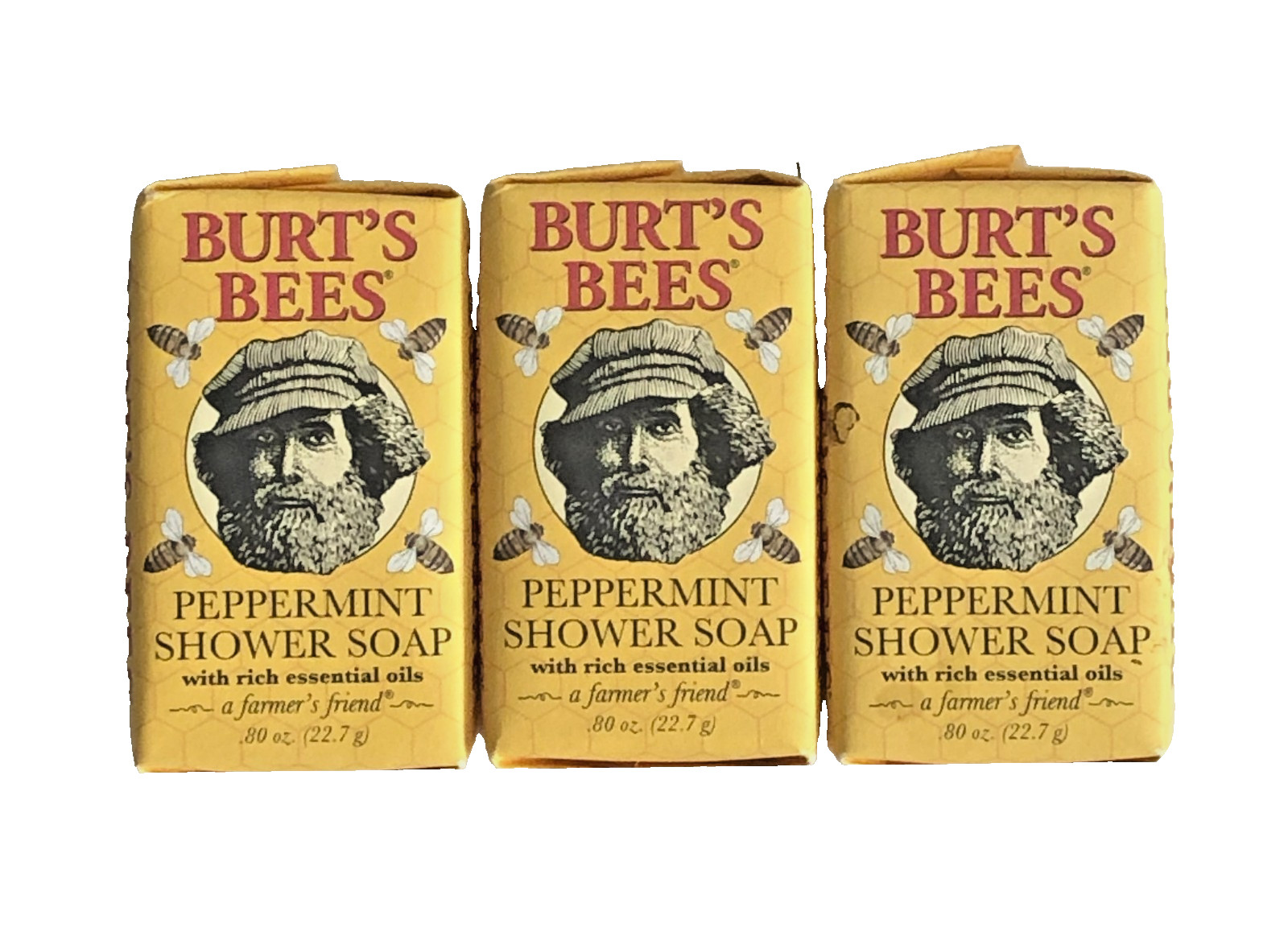 (LOT OF 3) BURT’S BEES PEPPERMINT SHOWER SOAP .80 0z./22.7g ~ Travel Size