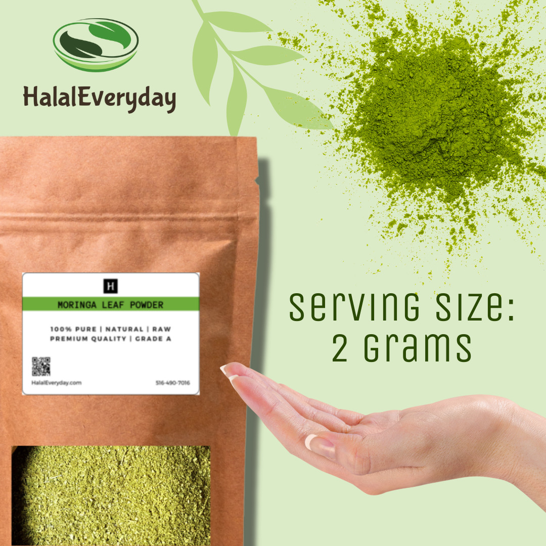HalalEveryDay Moringa Leaf Powder Vegan NON-GMO Multi-Vitamin Antioxidants
