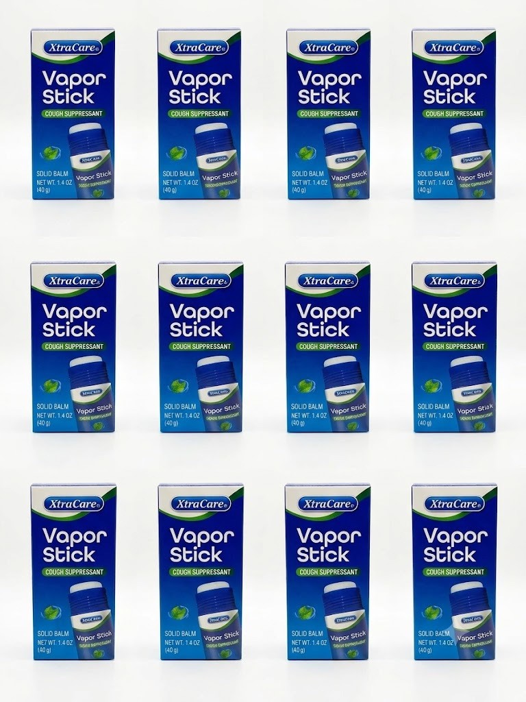 XtraCare Vapor Stick Cough Suppressant Solid Balm 1.4 oz Pack of 12 Cold Relief
