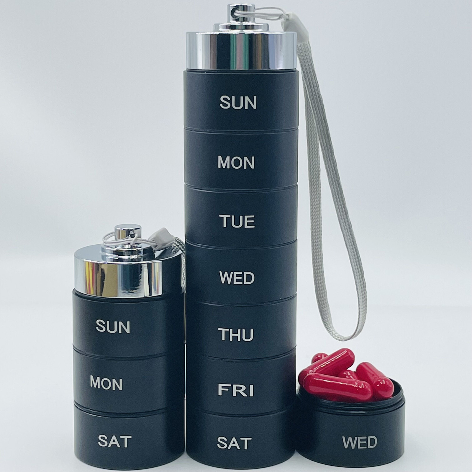 Pill Box Metal Medicine Dispenser Case Weekly Tablet Organizer Container 7 Day