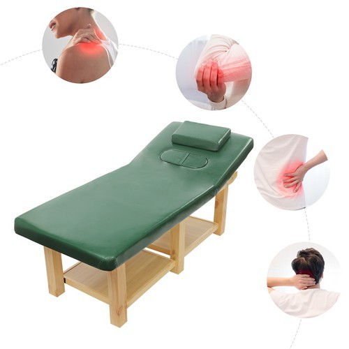 Solid Wood Massage Bed PU Adjustable Backrest 0–45° 190×80×62cm Green