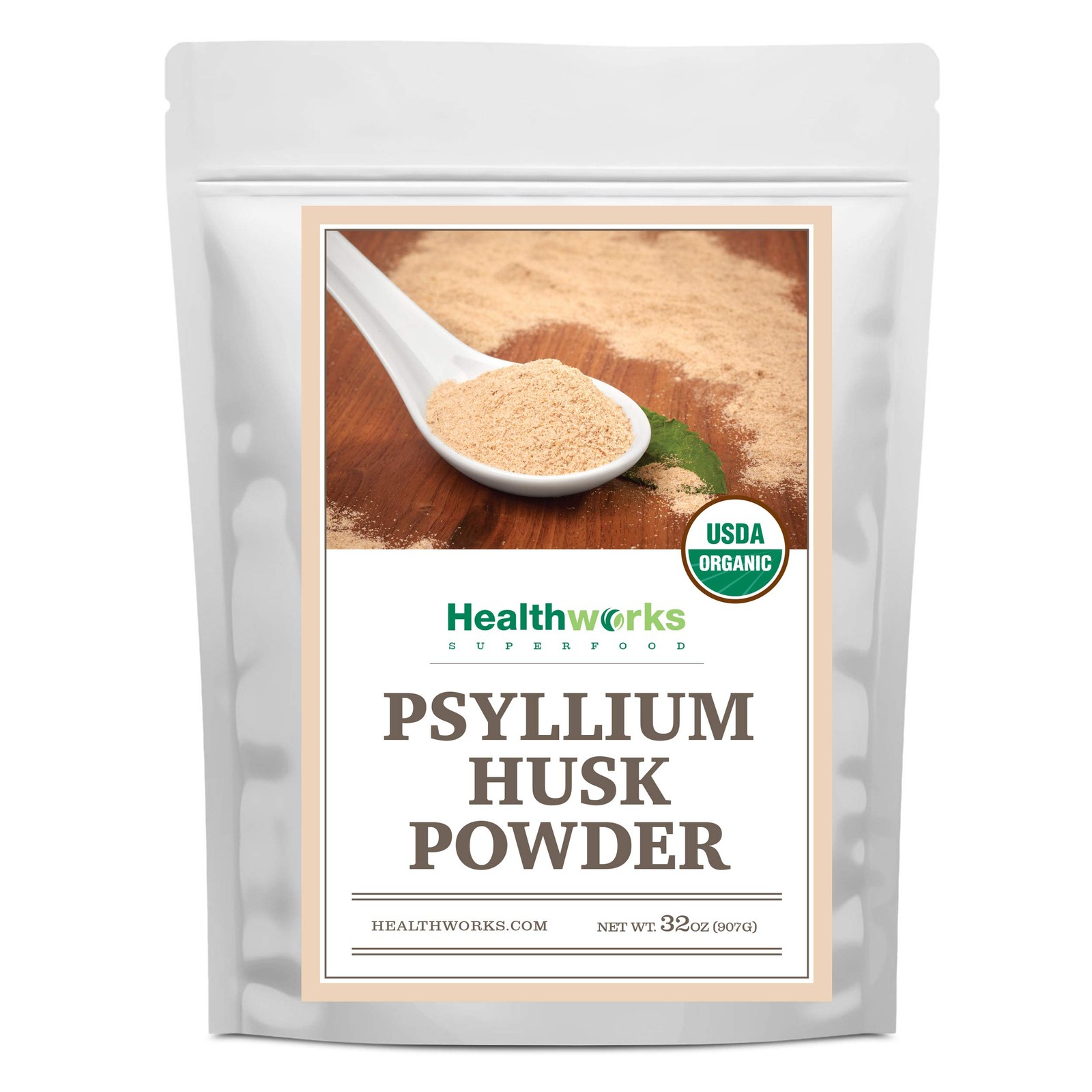 Psyllium Husk Powder Certified Organic 32 Oz 2 Lbs Keto Vegan Non-GMO