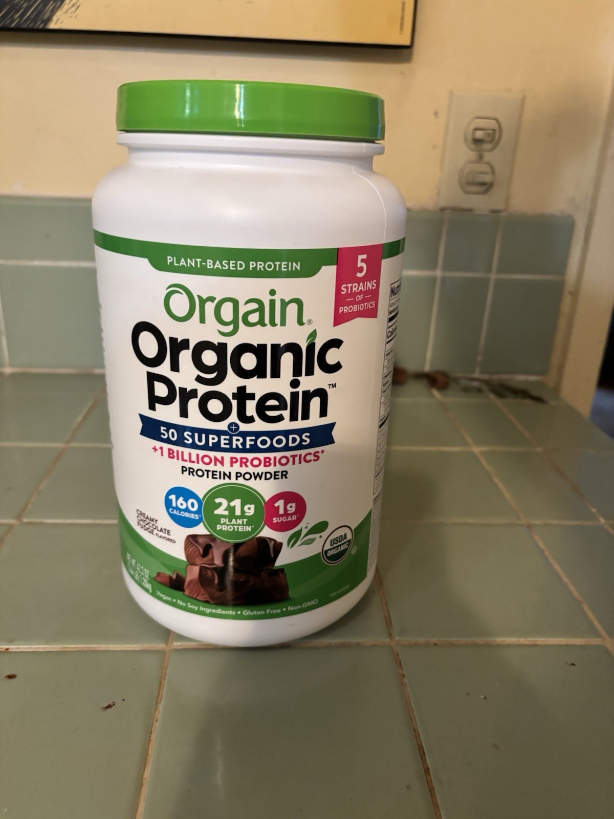 Organic Protein and Plant Based Protein Powder, Creamy Chocolate Fudge, 2.64 lbs