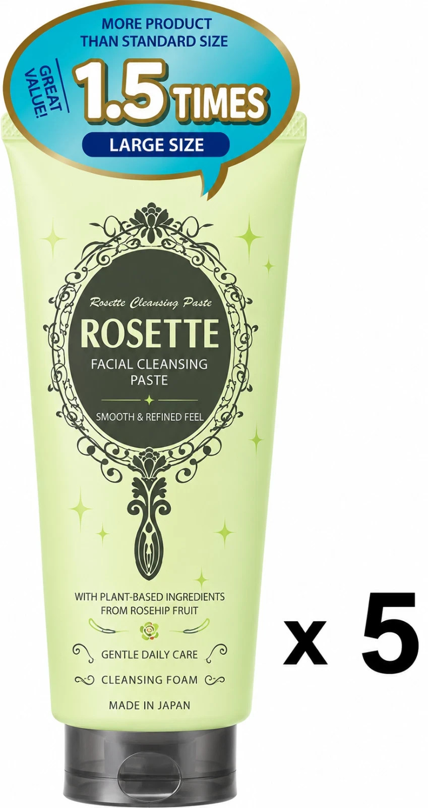 Rosette Cleansing Paste Kaidei Smooth 180g Face Wash Japan 5 Set