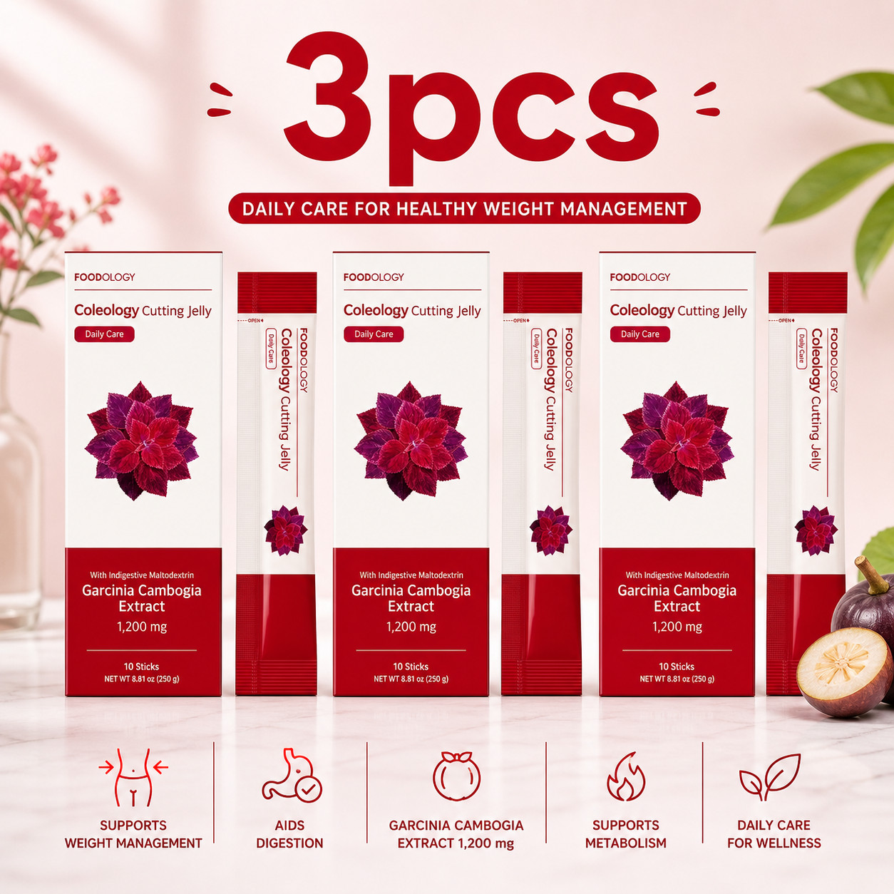 3 Pack Sticks Coleology Cutting 25g 10 FOODOLOGY Weight Loss Supplements