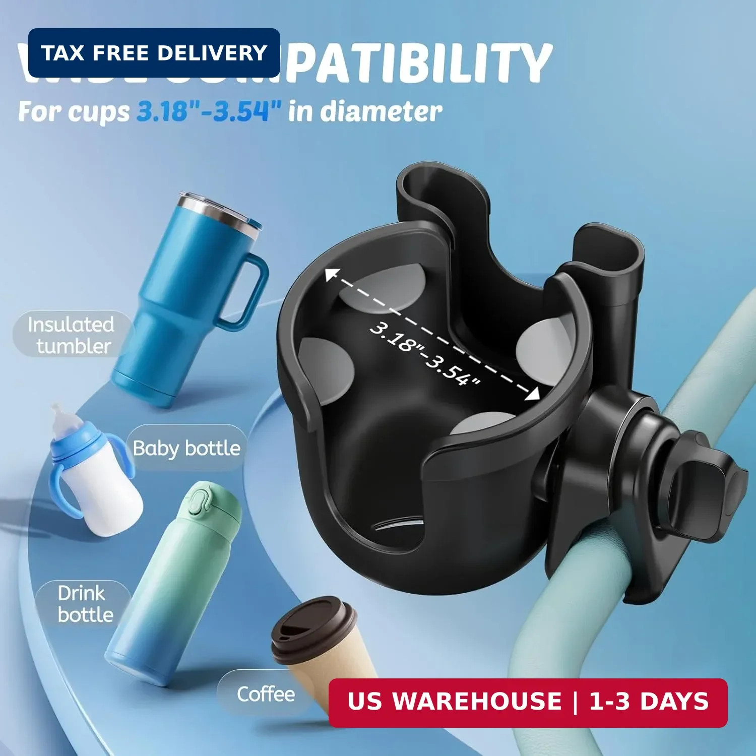 Cup Holder for Walker: Stroller Cup Holder Attachment with Phone Holder | Wheelc