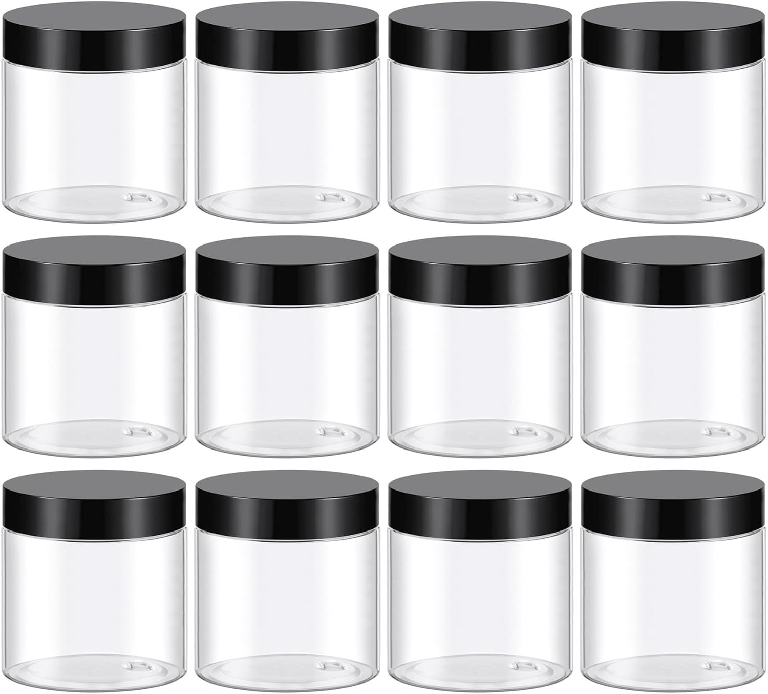 4 Oz Plastic Container Jars W/ Lids BPA Free Empty Round Clear Cosmetic