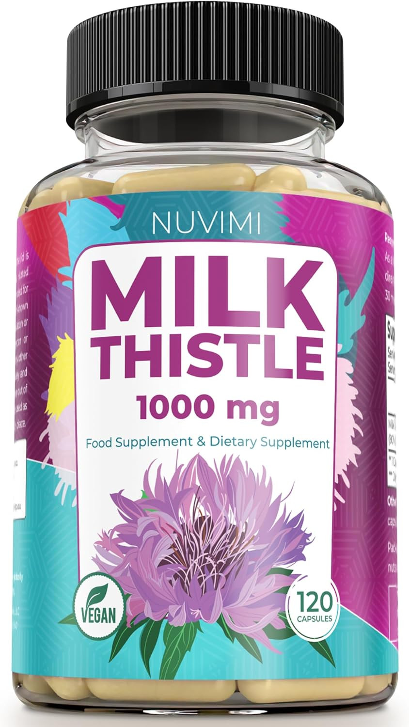 Milk Thistle 1000 Mg 80% Silymarin Extract 120 Vegan Capsules, Dietary Supplemen