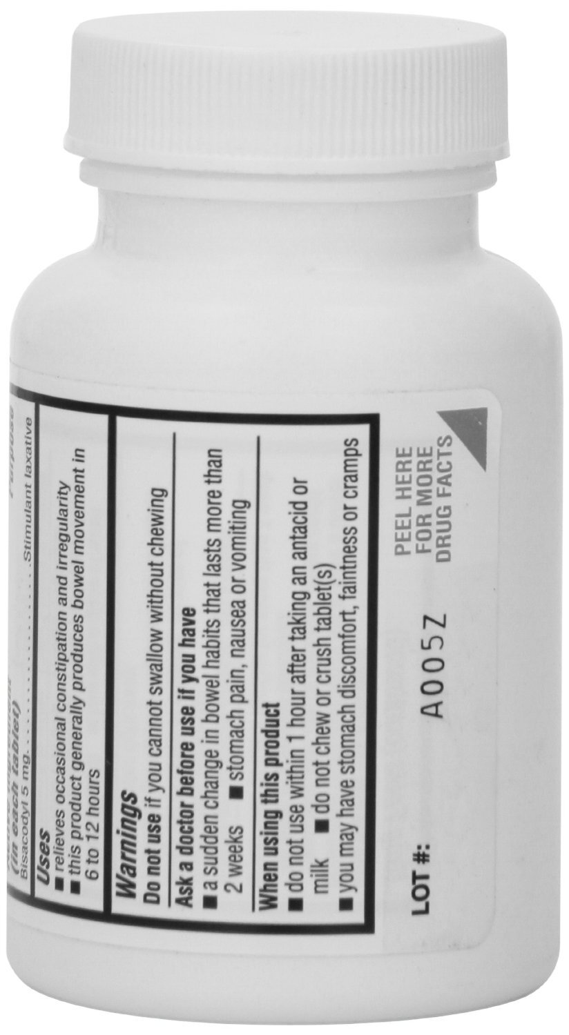 Major Laxative Bisacodyl 5mg Enteric coated Compare to Dulcolax 1000 Each 6 Pack
