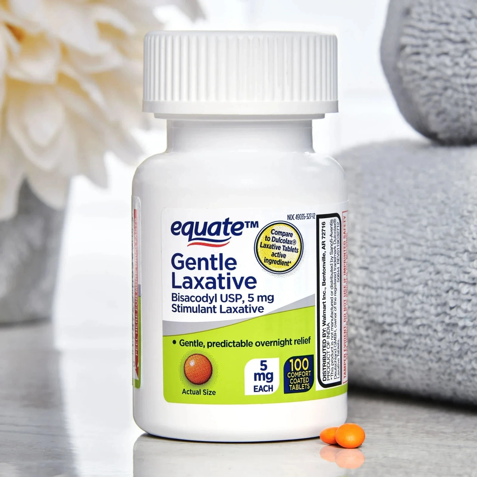 (3 Pack) Equate Bisacodyl Gentle Laxative Tablets for Adult Constipation, 100 Ct