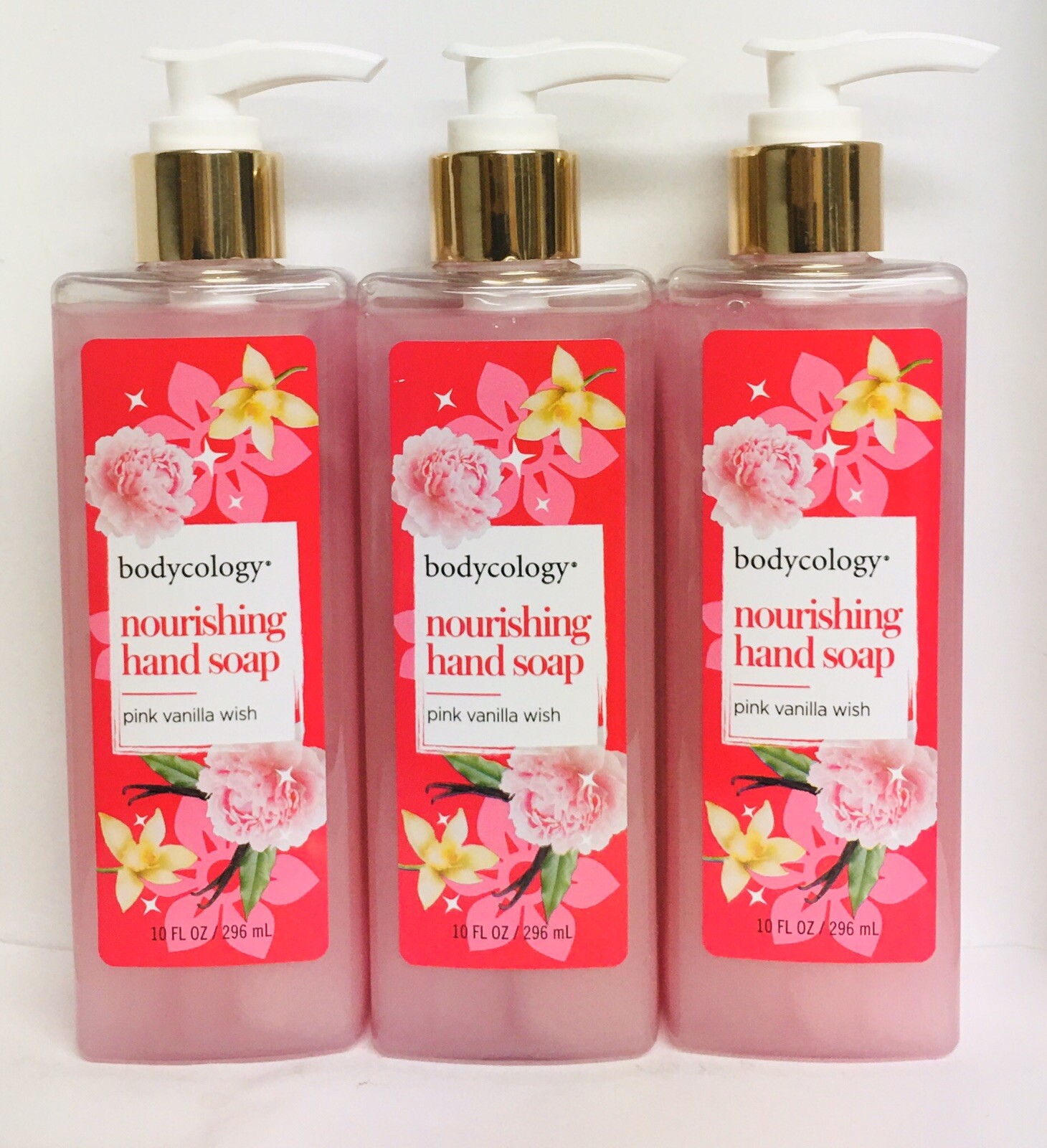 3 Bottles Pink Vanilla Wish Nourishing Hand Soap 10 fl oz (296 ml) Each