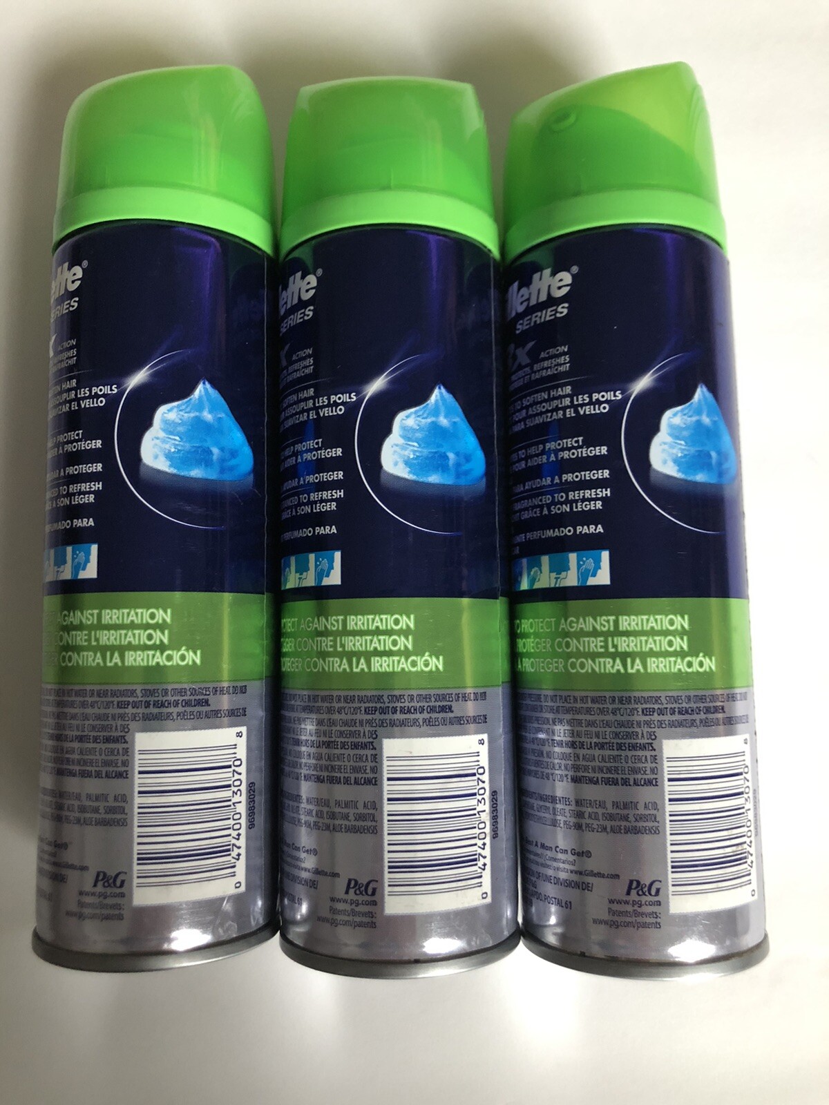 Lot Of 3 – Cans Gillette Series Sensitive Shave Gel, 7 Oz Each Can – NEW