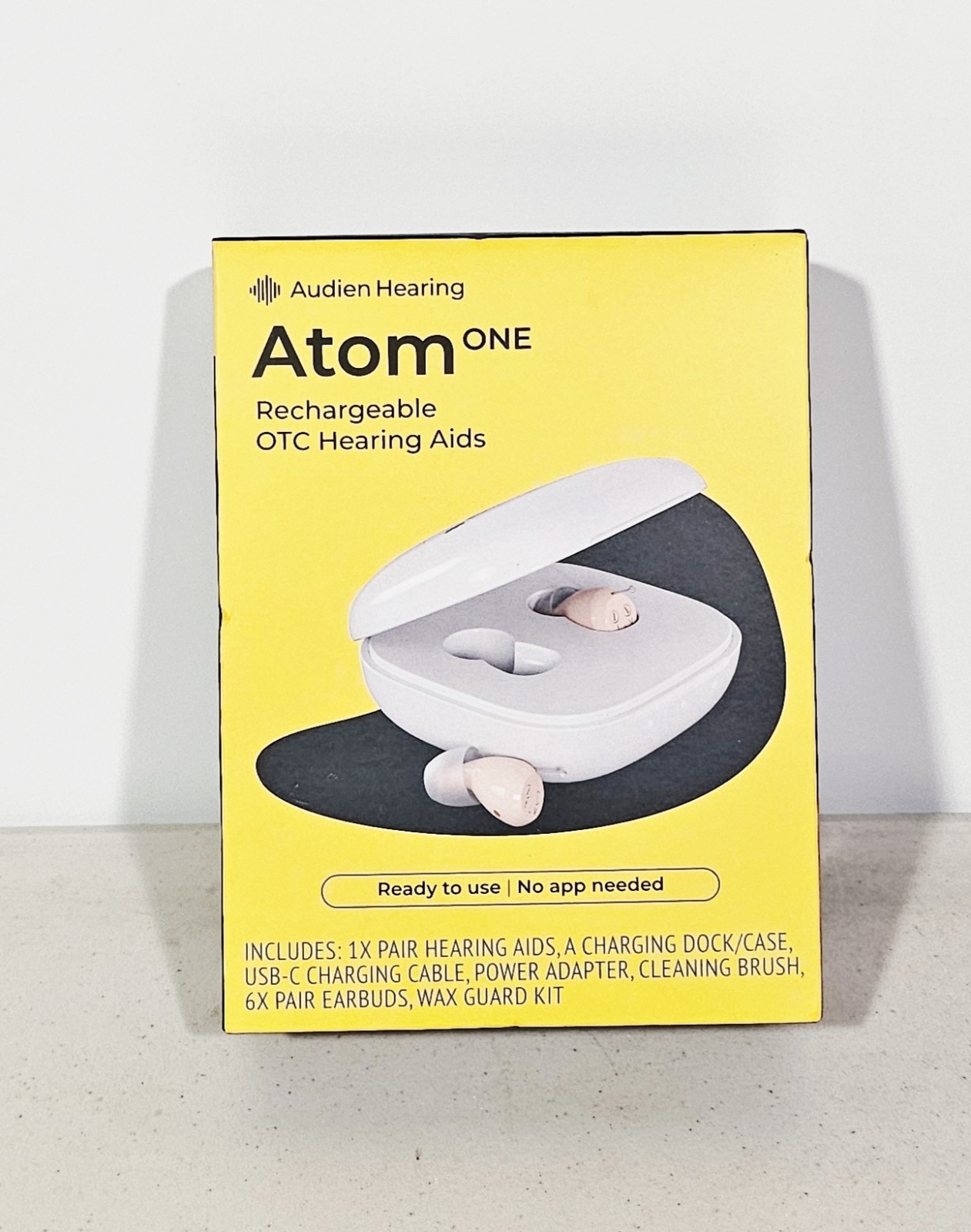 Audien Atom One OTC Hearing Aids Wireless, Rechargeable, Beige SEALED-B2